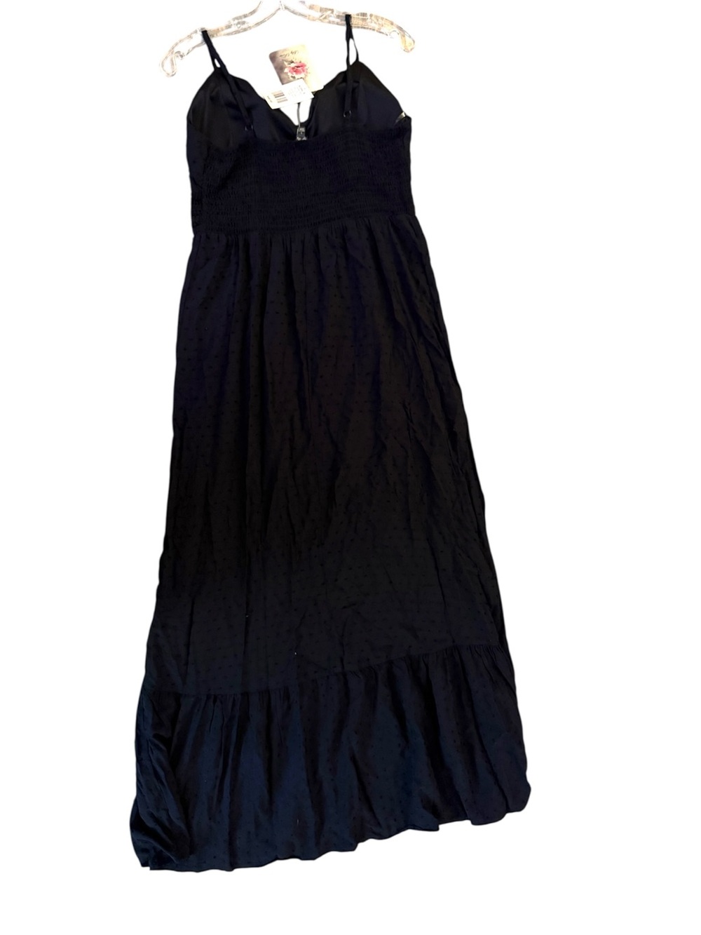 Lily Rose Black Swiss Dot Boho Cottagecore Maxi Dress Size Large NWT - Picture 2 of 8